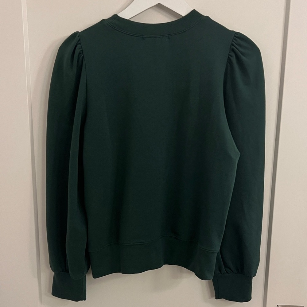 James Dark Green Puff Sleeve Sweatshirt
